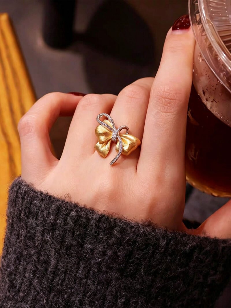Moonlight Dance Butterfly Silver Ring