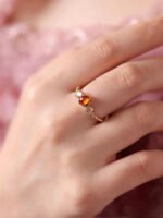 Tiny Garnet and White Crystal Gold Ring