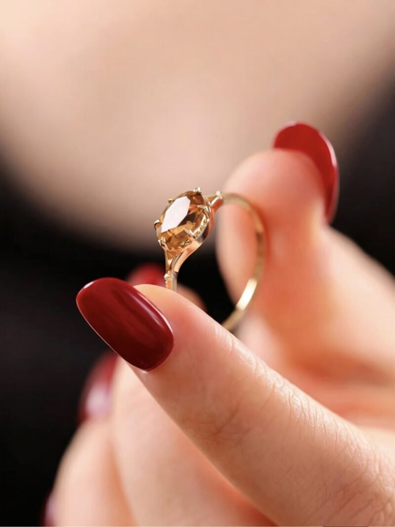 Tiny Natural Citrine Gold Ring