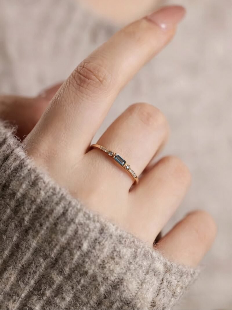Tiny London Blue Topaz Gold Ring