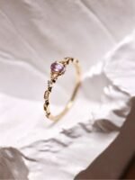 Tiny Natural Amethyst Gold Ring