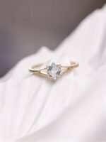 Tiny Blue Topaz Rhombus Gold Ring