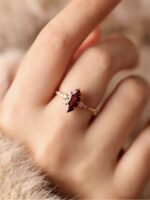 Tiny Marquise Garnet Gold Ring