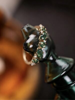Tiny Summer Waterweed Agate Gold Ring