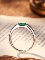 Emerald Gem Sterling Silver Minimalist Ring