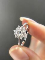 Snowflake Moissanite Silver Engagement Ring 1Ct