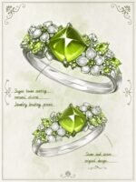 Jasmine Peridot Silver Ring, Floral Collection Natural Gemstone
