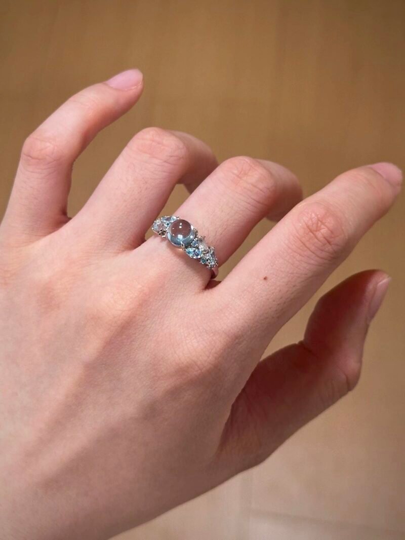 Bluebell Natural Blue Topaz Silver Ring, Floral Collection